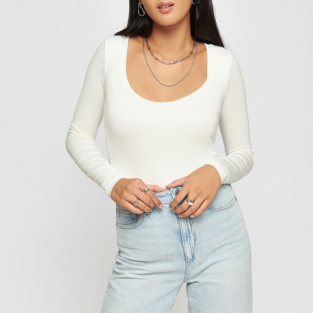 Dynamite long sleeve white bodysuit